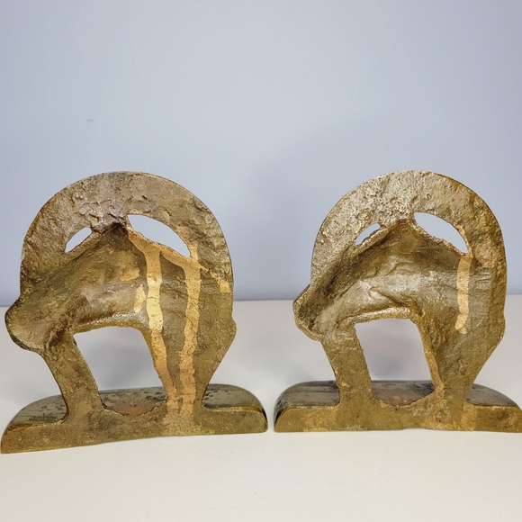 Solid Brass Horse Head Horseshoe Bookends Western Farrier - Picture 9 of 12